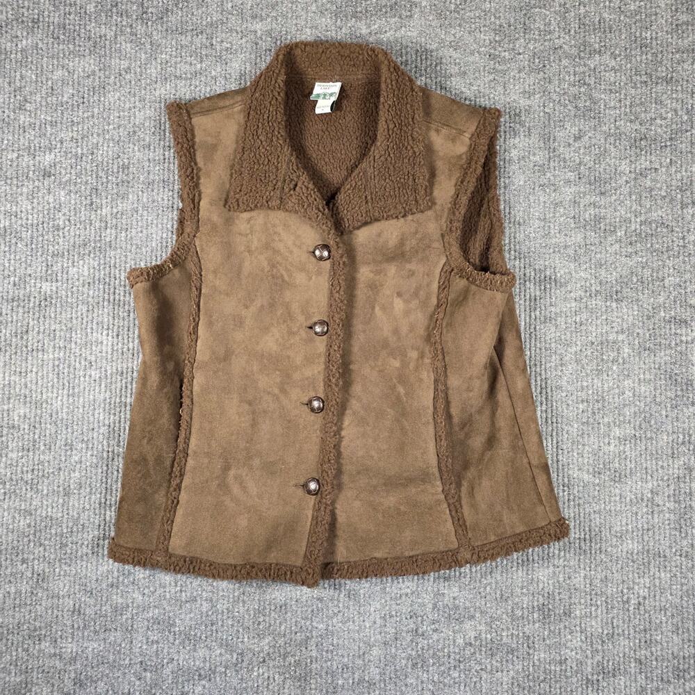 Mountain Lake Brown Sherpa Lined Faux Suede Vest Western‎ M